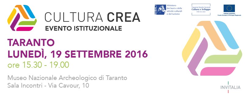 Invitalia's tweet photo. #CulturaCrea, 19-20 settembre doppio appuntamento a #Taranto per conoscere i nuovi incentivi https://t.co/UiSxaUAezM https://t.co/vuadPduKtI