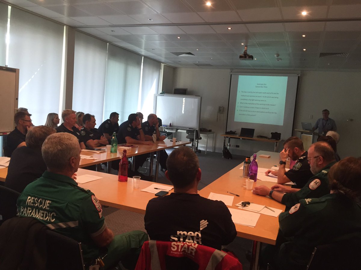 Police, fire &amp; ambos/retrieval all working together at helicopter ops incident planning meeting. #saasmedstar #trm