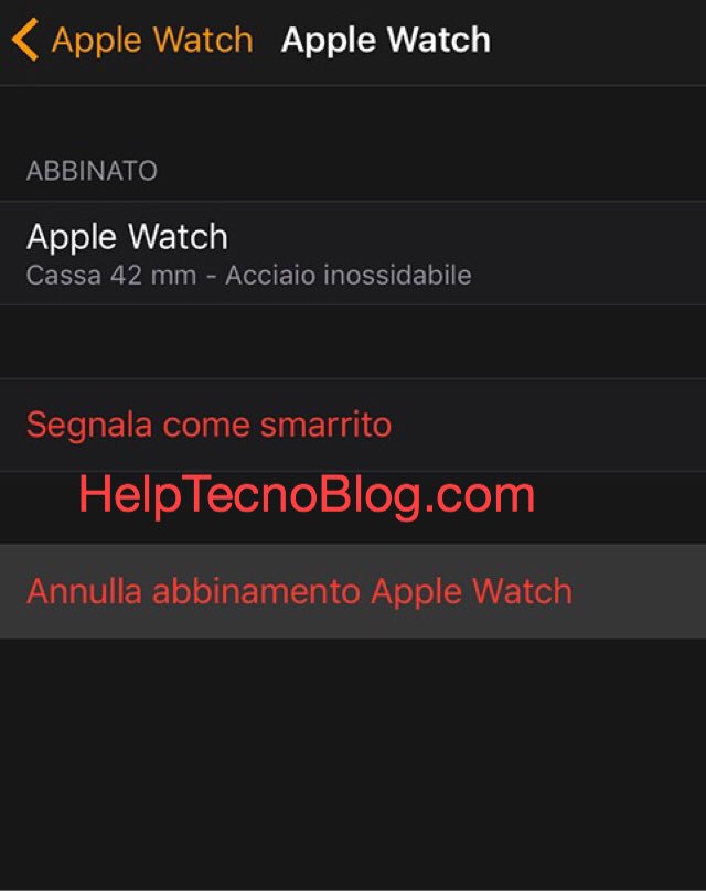 Ripristinare Apple Watch da iPhone