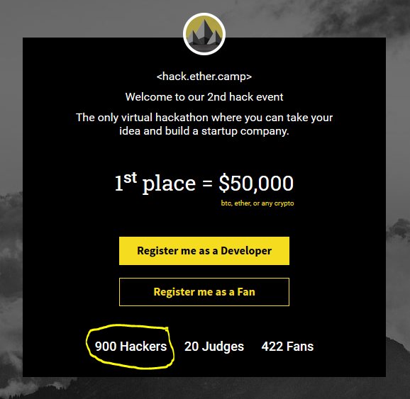 CampEther's tweet image. 900 #hackethercamp