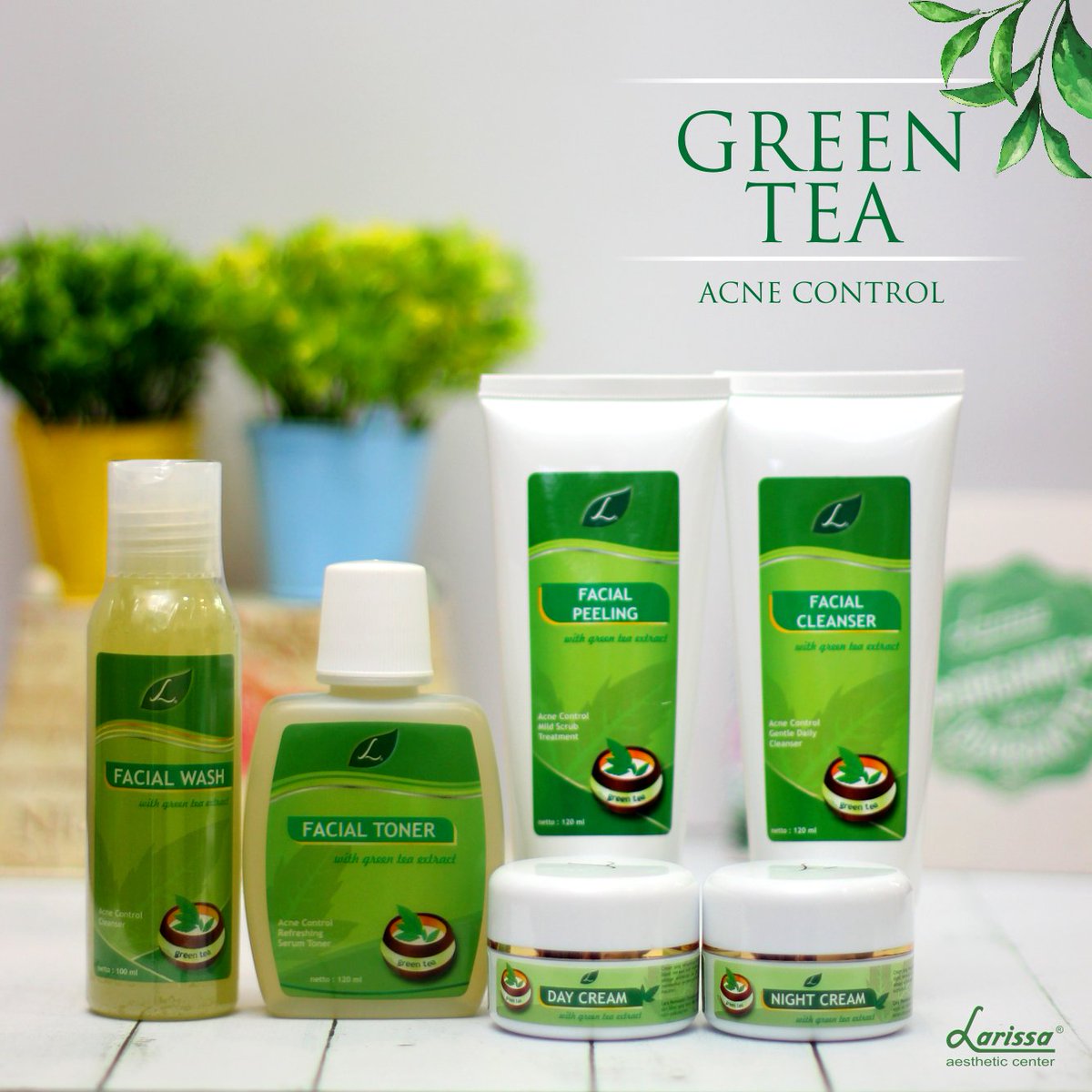 Punya Masalah Jerawat Ringan &amp; Komedo ? 
Lawan skrg juga dgn Larissa New Green Tea Extract !
goo.gl/ds45US