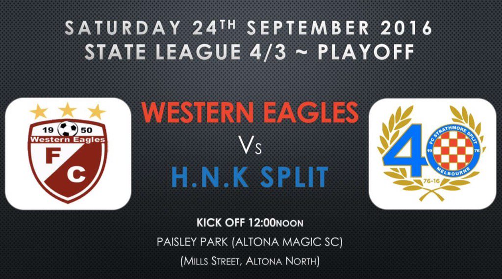 HNKSplit's tweet photo. @westerneaglesfc Vs @HNKSplit - State 4/3 Playoff Final - 12noon This Saturday @ Paisley Park #kaman #split #40yrs https://t.co/dSDmDm3iGX
