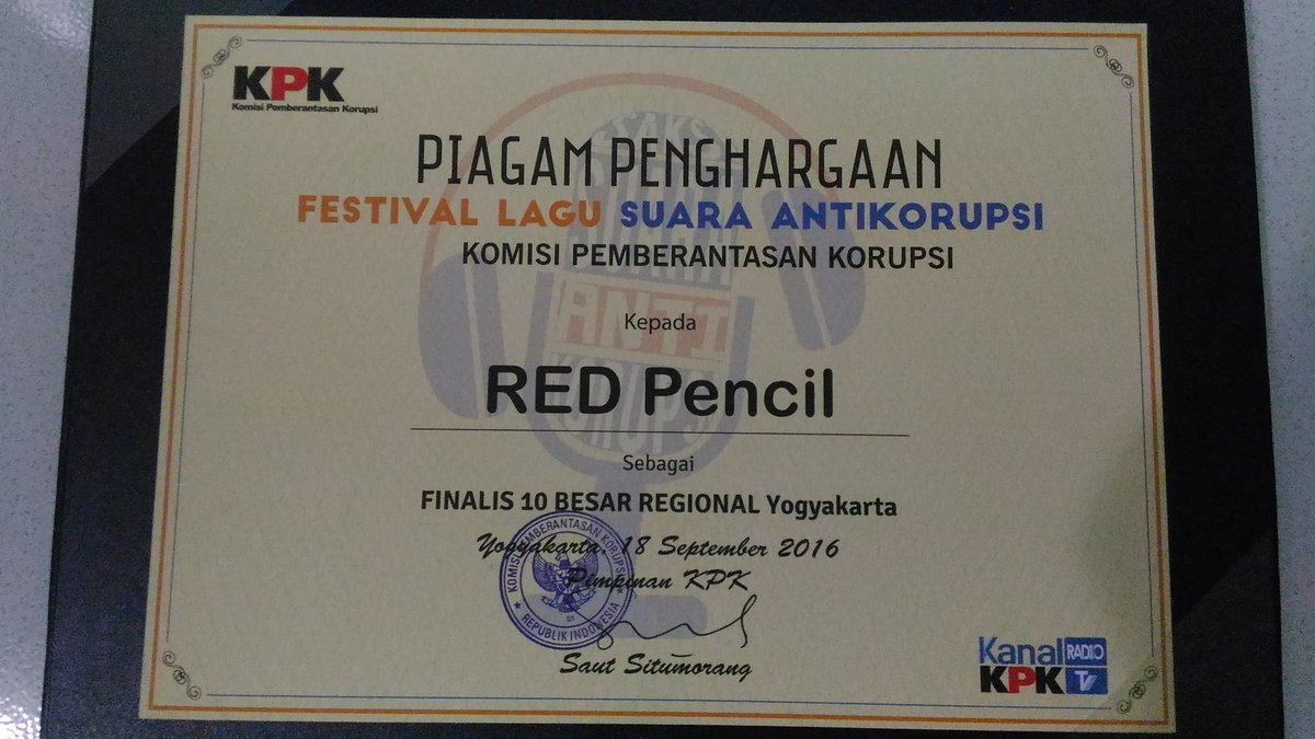 Terimakasih atas penghargaan ini, kami persembahkan untuk bangsa ini agar bebas dari korupsi