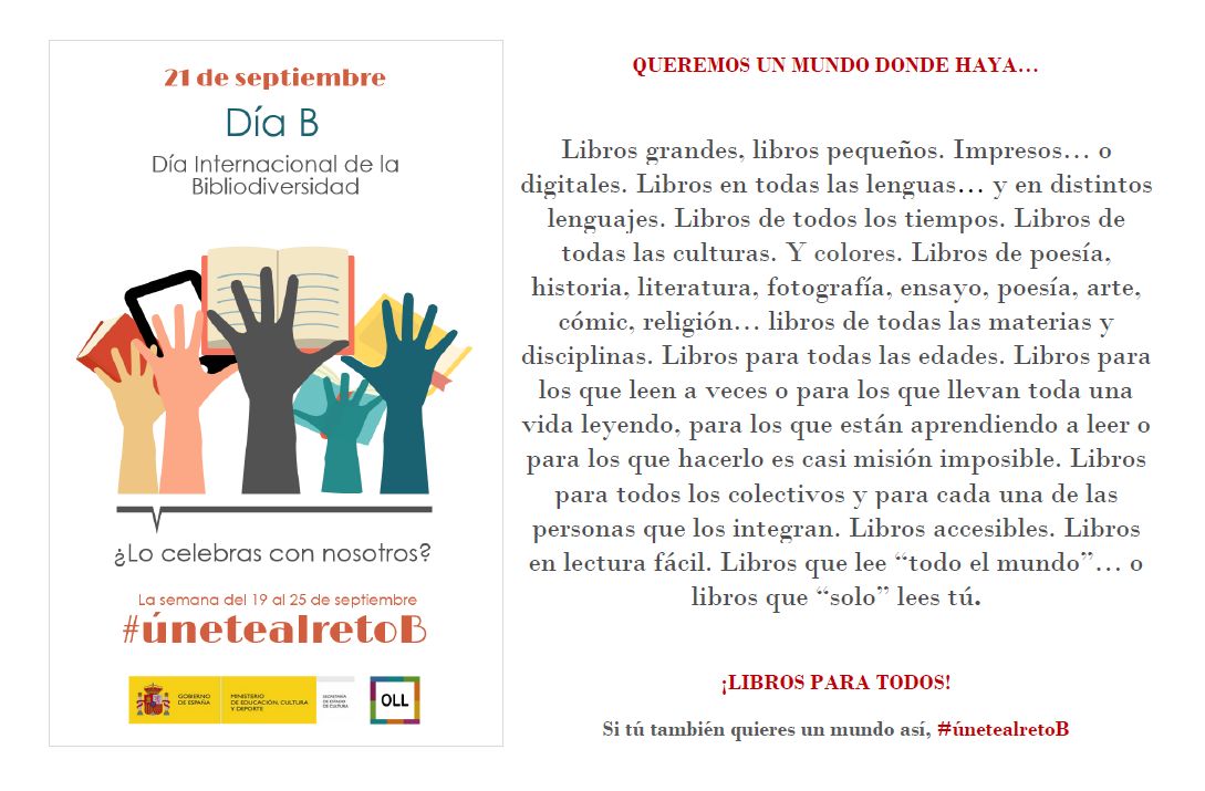 UAM_Biblioteca's tweet photo. Nos unimos al #retoB ¿y tú? https://t.co/hoCSApxxxm   #únetealretoB 21 sept. #DíadelaBibliodiversidad @observalibro https://t.co/ANX3PEUfK5