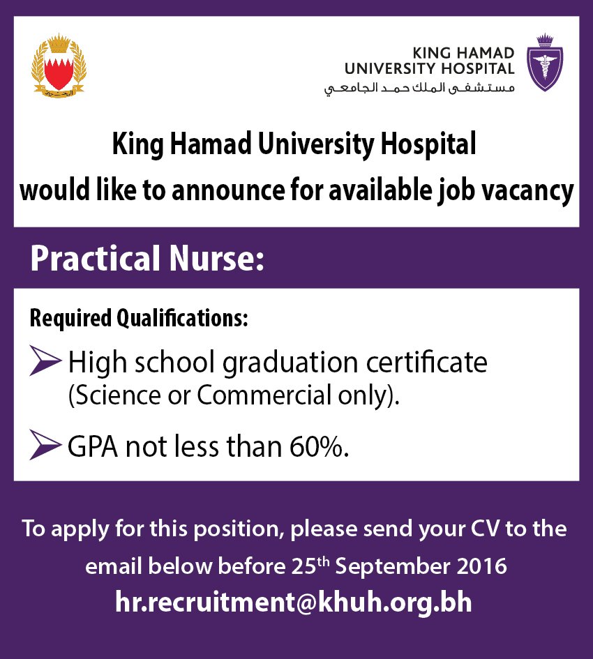 King Hamad Hospital On Twitter Job Vacancy At Khuh