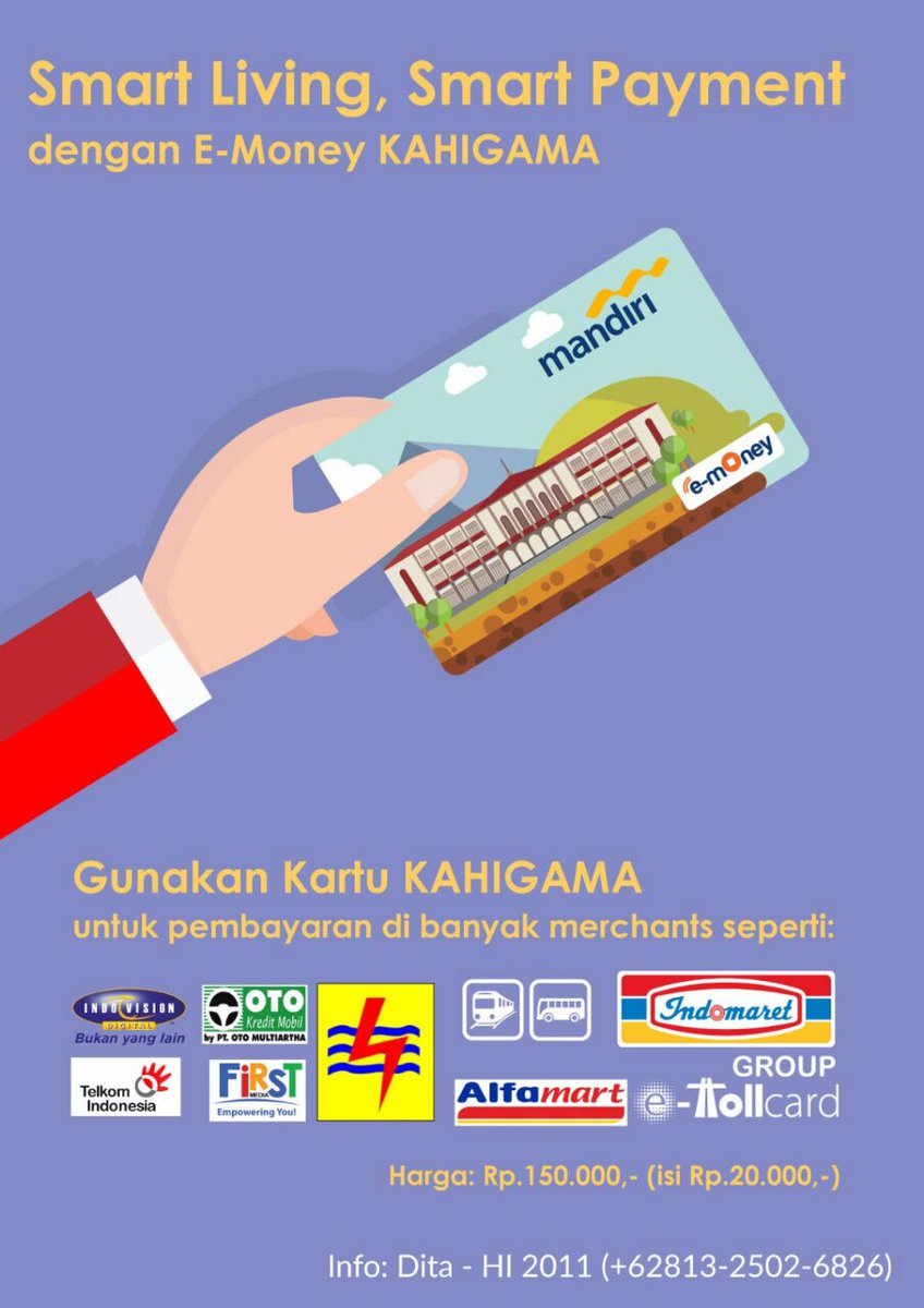 Bangga terhadap almamater. Sila gunakan e-money card bergambar gedung #Balairung #UGM <a href="/gsdewabroto/">Gatot S. Dewa Broto</a> <a href="/indriaphadi/">INDRIA PurnamaHadi</a>