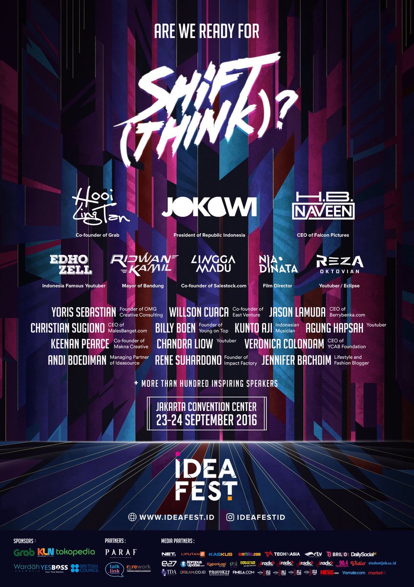 Jangan sampai ketinggalan @ideafestid 23-24 September di JCC, ada 100 lebih pembicara inspiratif dari segala bidang!