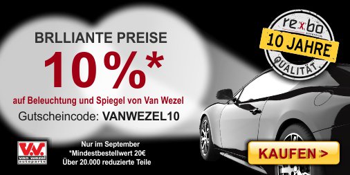 Nur im #September: 10 #Prozent #Rabatt auf alle Teile von Van Wezel. rexbo.de