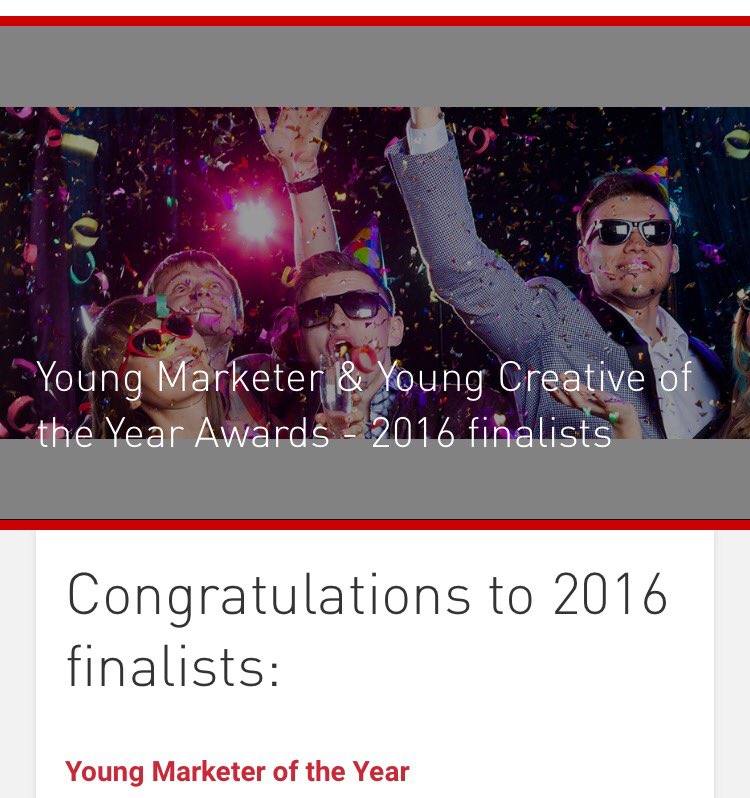 shannoneclarke's tweet photo. So stoked to be one of the 5 finalists for the @adma Young Marketer 2016 Awards! ☺️ #ADMA #YoungMarketer https://t.co/uWyoTTp1fK