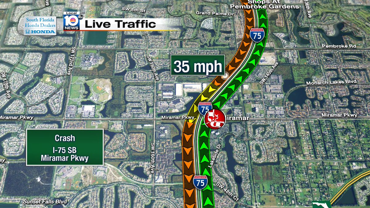 Crash on I-75 SB at Miramar Pkwy #traffic https://t.co/zVZNarrZVv