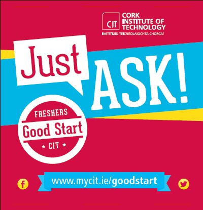 MTU_ie's tweet photo. Feeling lost? Call to the Just Ask! where our Good Start Ambassadors will be happy to #help #goodstart16 https://t.co/YYgtVqo45e