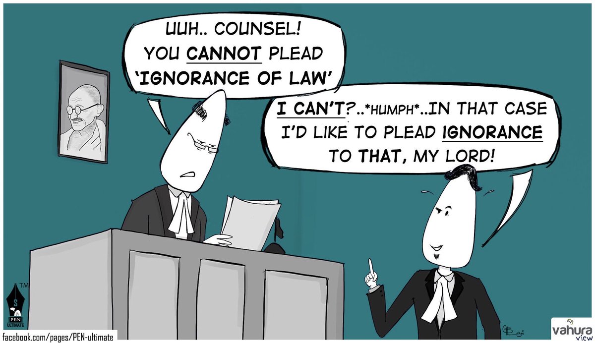 Vahura's tweet image. #Vahuraview: Ignorance is not an excuse in the Court of Law @ShubhiKumar #Legalhumour