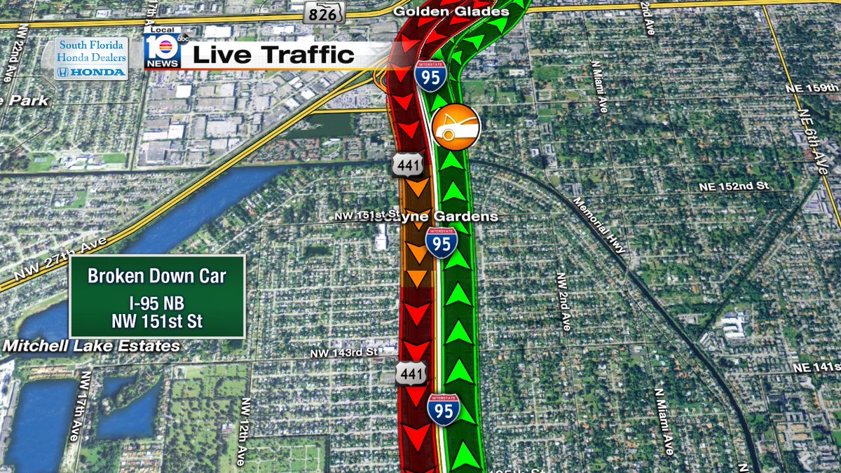 Broken Down Car; Right Lane Blocked on I-95 NB at NW 151st St #traffic https://t.co/WrCjo4p7vz