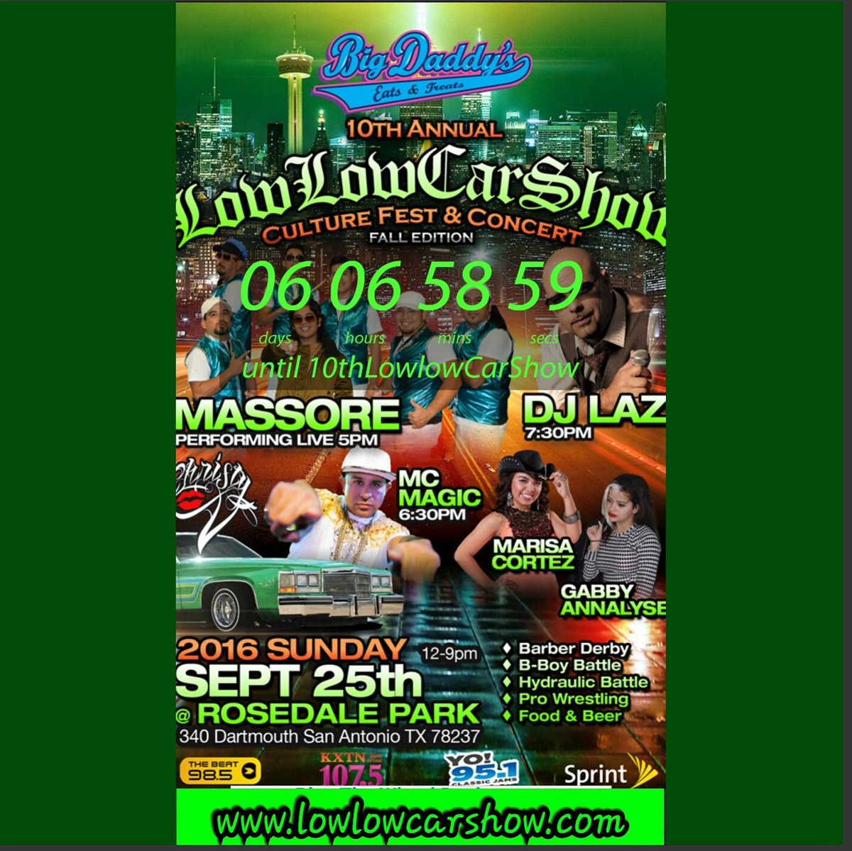 LowLowCarShow's tweet photo. #6Days Til
#10th #LowLowCarShow
#DjLAZ #McMagic #Massore
$12 https://t.co/EIO0b2WqwG
#TheGreatestCarShowOnEarth https://t.co/DysauJ5sAz