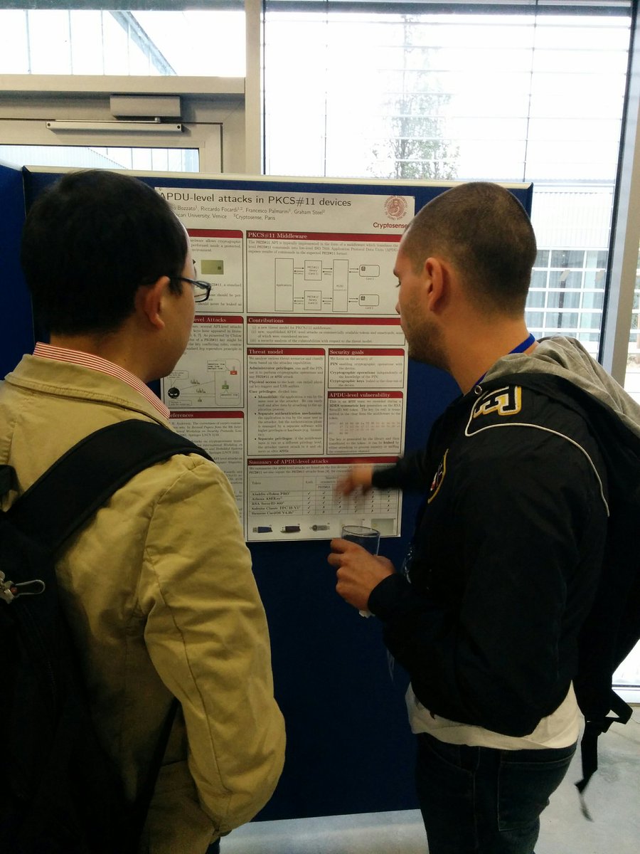 rfocardi's tweet photo. Francesco explains new APDU-level attacks in smartcard at #raid2016 poster session @CaFoscari @cryptosense https://t.co/z89cj4Gh5U