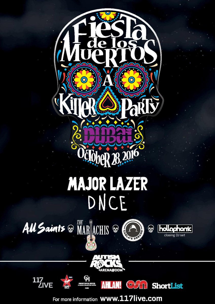 DNCE's tweet photo. CANT WAIT TO PERFORM AT #FiestaDeLosMuertos OCT 28TH AT AUTISM ROCKS ARENA 
TIX: https://t.co/TtgUOSKpDY #LETSFIESTA https://t.co/iGLjm3VClU