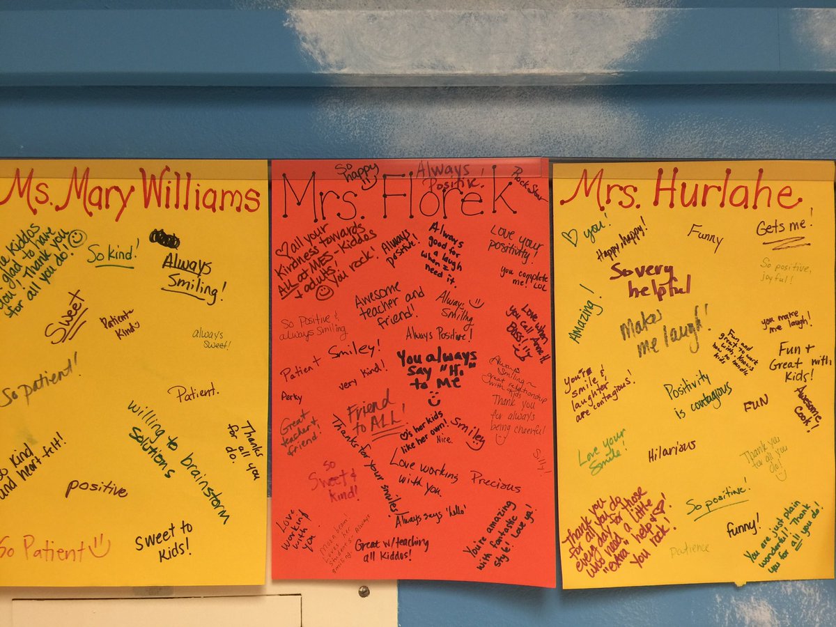 M19_MES's tweet image. Follow up from the Compliments Project-we are so grateful for our amazing staff! All displayed in our main hallway.