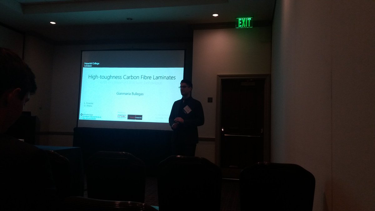 mecomposites's tweet photo. @GianBullegas is about to present his work on high-toughness composites with engineered fracture behaviour at #ASC31 https://t.co/J8rB9TypC0