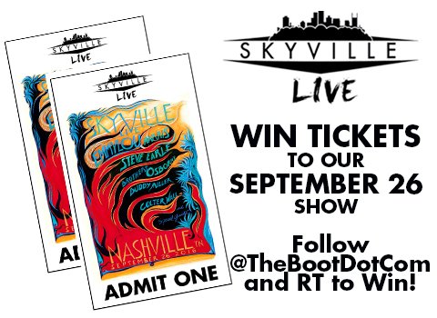 thebootdotcom's tweet image. Wanna see @EmmylouSongbird, @BrothersOsborne + more in #Nashville? Follow &amp;amp; RT to win a pair of tix! #SkyvilleLive