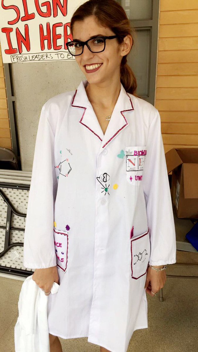 usstorontomet's tweet photo. Look as awesome as Sara while you join us at the Science Lounge (KHE223) to decorate your lab coat today from 3-6pm https://t.co/WgeCf7AvA2