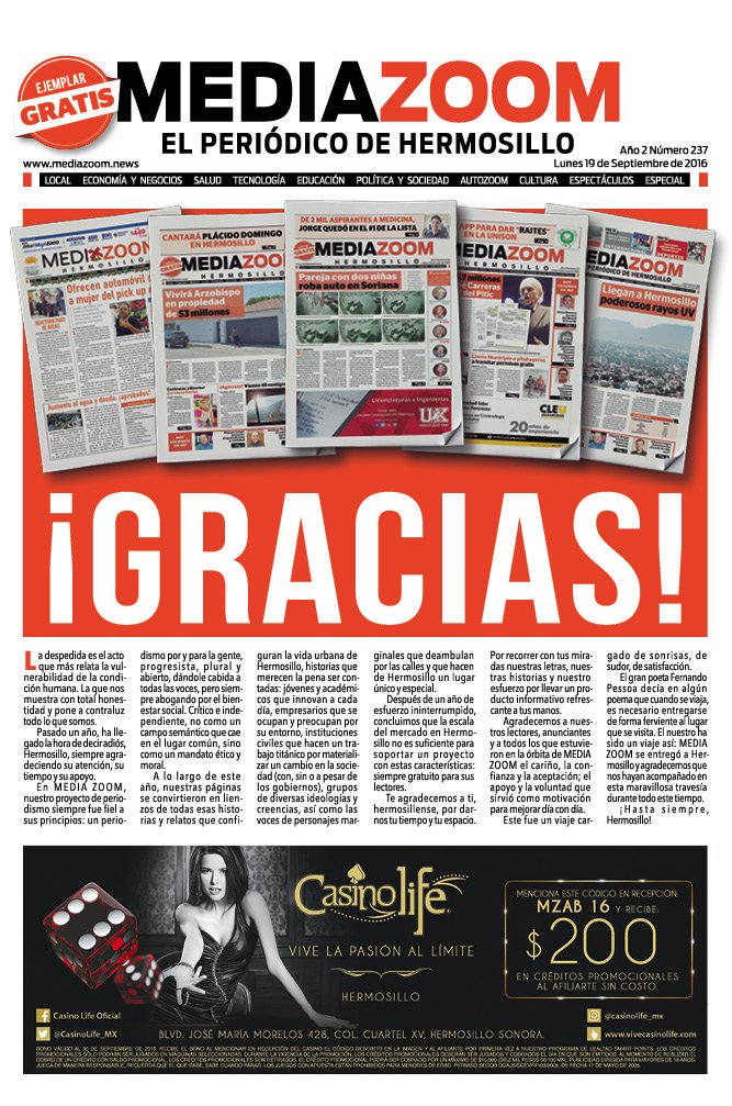 Te compartimos la versión web de la edición impresa número 237 de #MediaZoomHMO: bit.ly/mzh237w