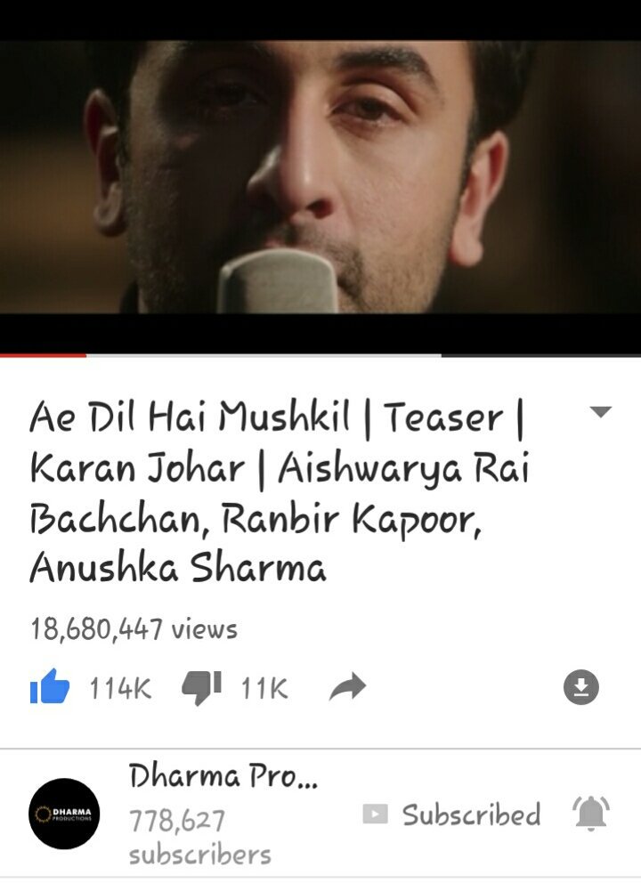 RanbirKUniverse's tweet photo. #ADHMMusicVideo Crosses 16+Million views with 96Likes and
#ADHMTeaser Crosses 18+Million views with 114K likes🎉👏 https://t.co/DFanAT3EqE