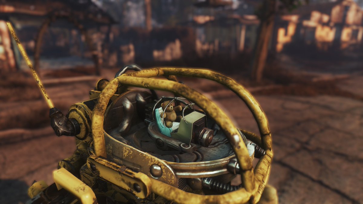 pipi_rossa's tweet image. エイダ・テディベアカスタム🐻

見よ！この可愛らしいフォルム！そしてコノ尻💕
左手は鈍器テディベア！頭部コックピットに五郎🐻が乗ってるのだ！
決めポーズも決まってるね👍ｶｯｺｲｲ❕ #Fallout4 #automatron