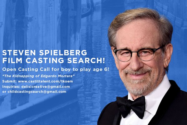actorboutique's tweet photo. Steven Spielberg's casting office reaches out to @actorboutique actors again! Casting info below! https://t.co/4F7Rlyo0wO