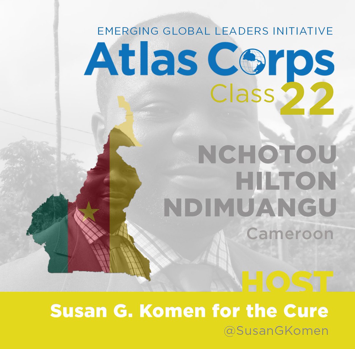 atlascorps's tweet photo. Welcome to Hilton Ndimuangu! #Class22Fellow from #Cameroon, serving at @SusanGKomen! https://t.co/2aSHJxZ70J https://t.co/UmtBvqIaAX