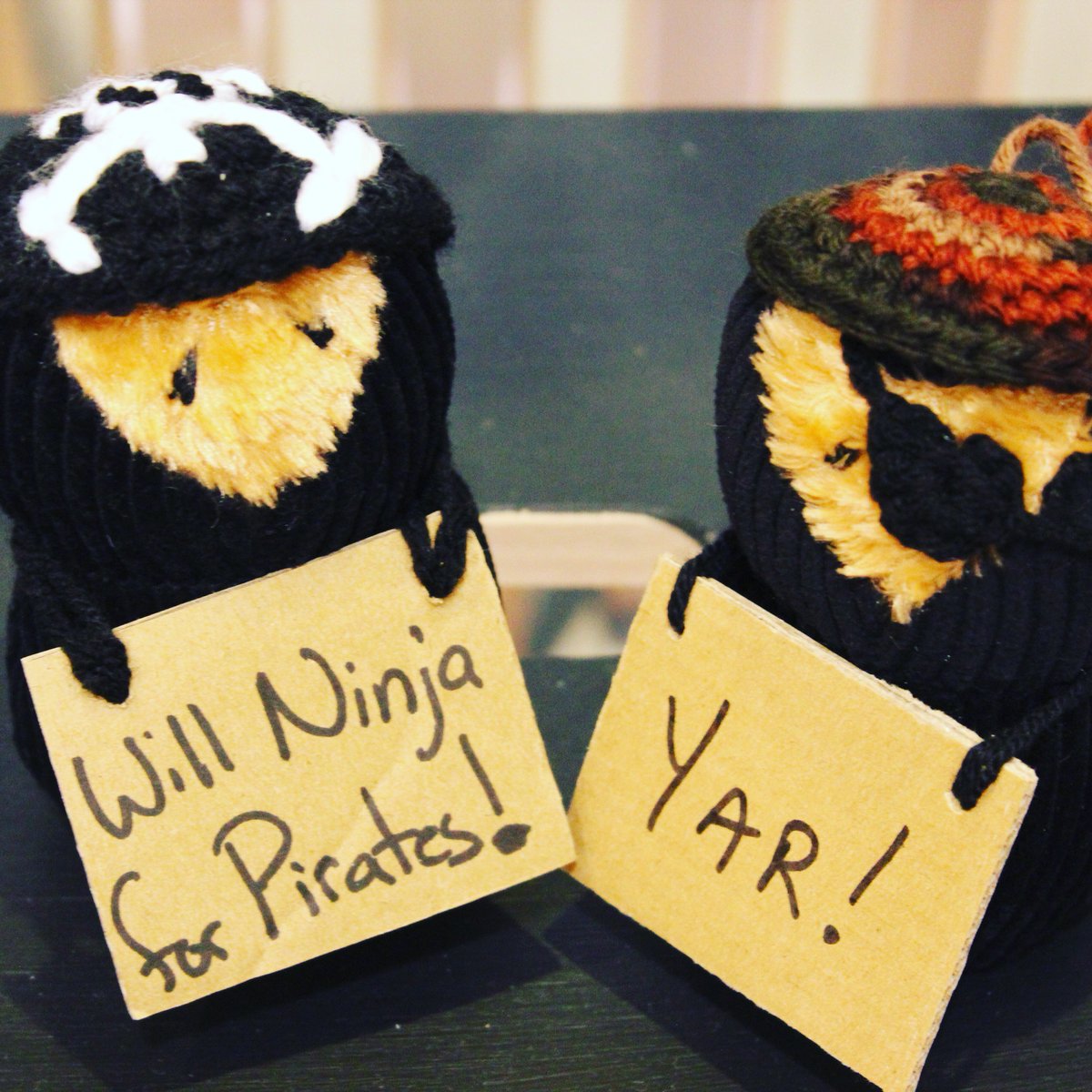 WillNinja's tweet photo. Arrr! Happy #TalkLikeAPirateDay from the #hoboninjas! https://t.co/rtQcG4Uxmz
