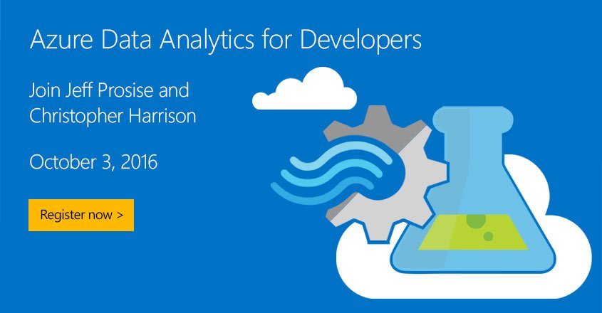 VisualStudio's tweet photo. .@GeekTrainer is back! Join him to explore #Azure #dataanalytics for #Dev w/ @jprosise 10/3 https://t.co/yc5xAP3IJm https://t.co/eXntGalD3H