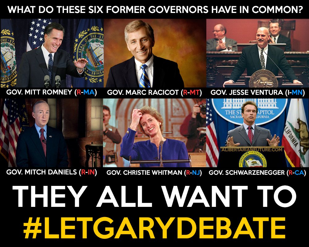 PamLlewellyn's tweet photo. .@GovGaryJohnson .@debates  -- It's PAST time to #LetGaryDebate! #riggedsystem #BoycottTheDebate #2partycorruption https://t.co/mQjDruvKPY