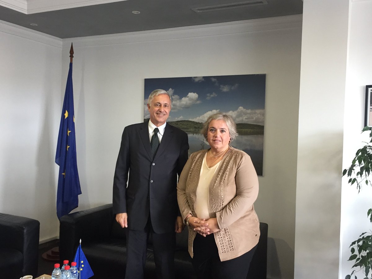 EULEXKosovo's tweet photo. #EULEX HoM #Papadopoulou met outgoing #OSCE Mission Head #Schlumberger #cooperation #ruleoflaw https://t.co/bc55tZlvol