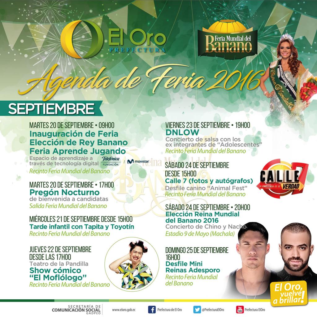 feriabananoec's tweet photo. ¡Entrada GRATUITA!
Disfruta de los eventos programados desde el martes 20 al domingo 25 de septiembre
¡Te esperamos! https://t.co/nFz8gcV532