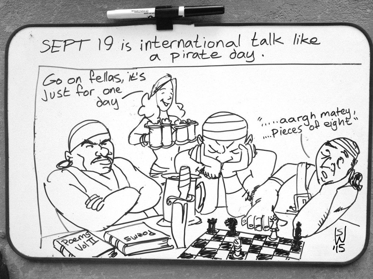SteveArtist2D3D's tweet photo. It's international talk like a pirate day #InternationalTalkLikeAPirateDay so here's a whiteboard scribble for it https://t.co/4BeX3wplIF