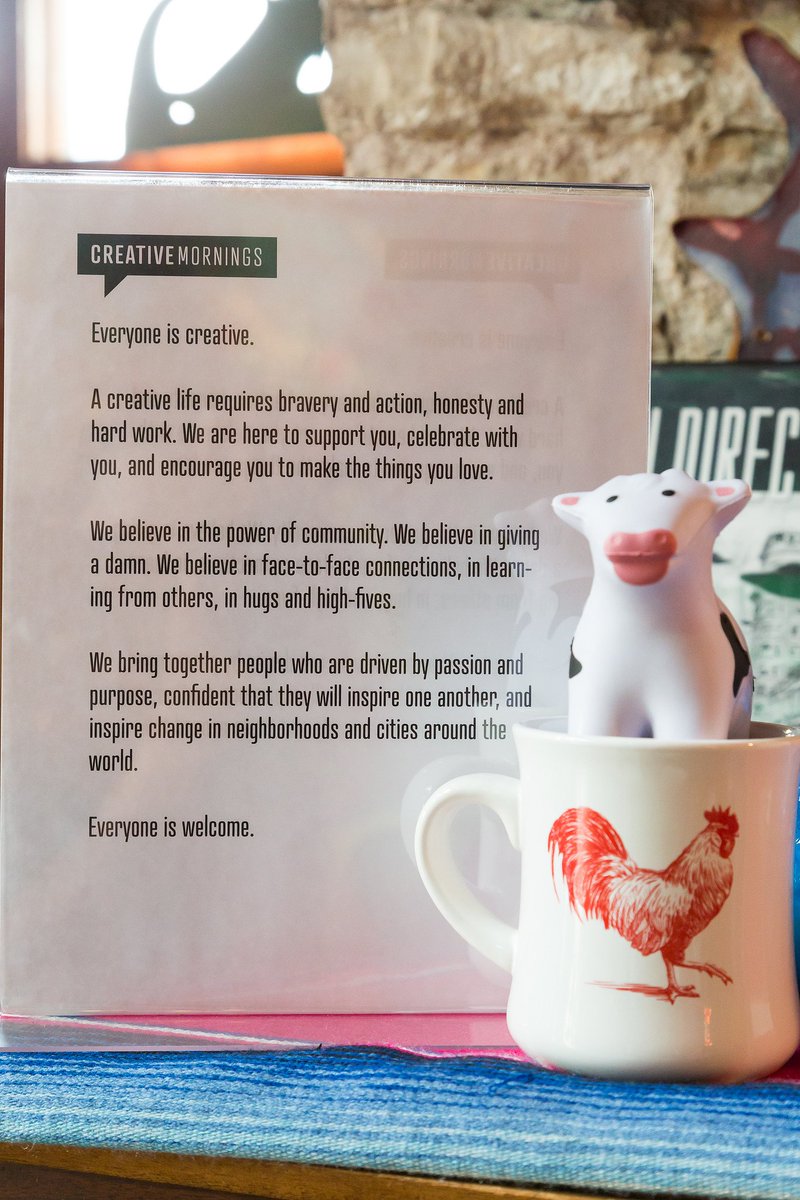 CM_Austin's tweet photo. ICYMI: Here's a lovely shot of the @creativemorning manifesto at #CMweird from superstar @Manny_Pandya! https://t.co/Fvjz1AB5H3