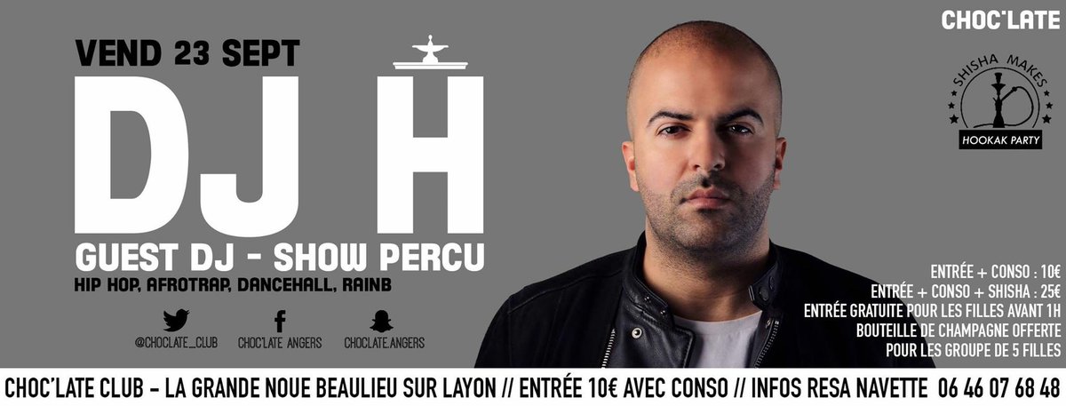CHOCLATE_Club's tweet photo. DJ H rien que pour vous ce vendredi show percu. La soirée va être dingue 😱 !! #CHOCLATECREW https://t.co/ddx6vZRhb7