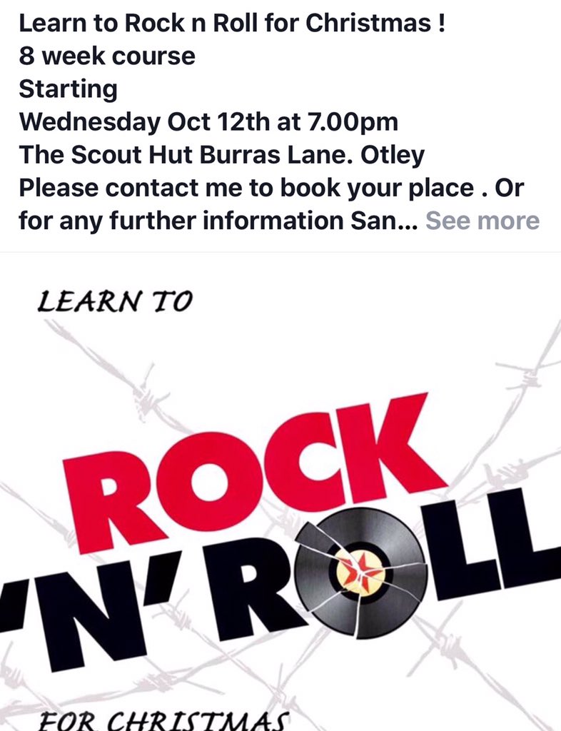 Rock n Roll 8 week course Starts Wed Oct 12th at 7.00pm
@otley retweet #otley 
<a href="/beaumont_sandra/">Sandra Beaumont</a> Sandra Beaumont