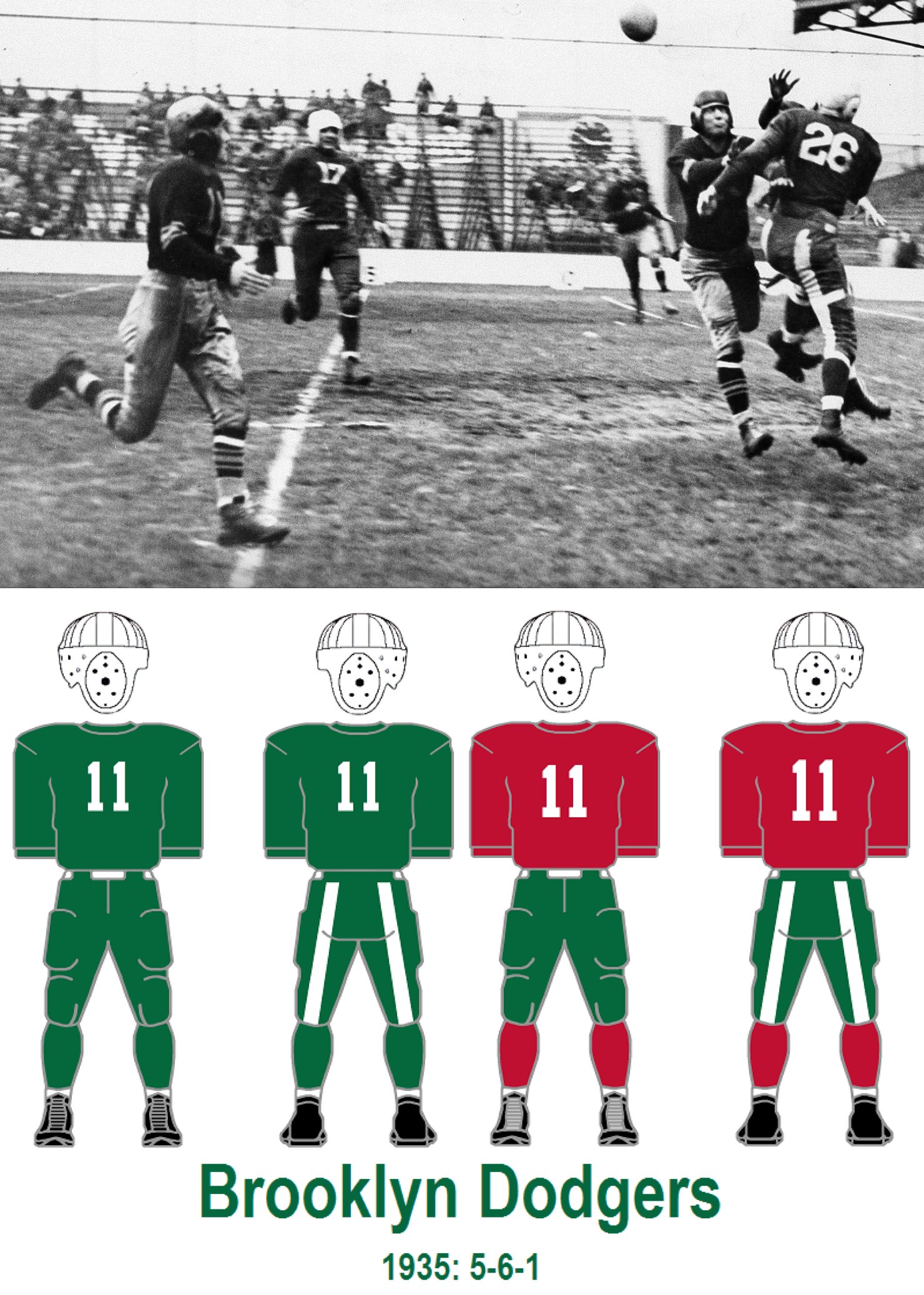 Paul Lukas on X: Long before Color Rush: 1935-36 Brooklyn Dodgers (yes,  that was an NFL team) wore solid-green uniforms.  /  X