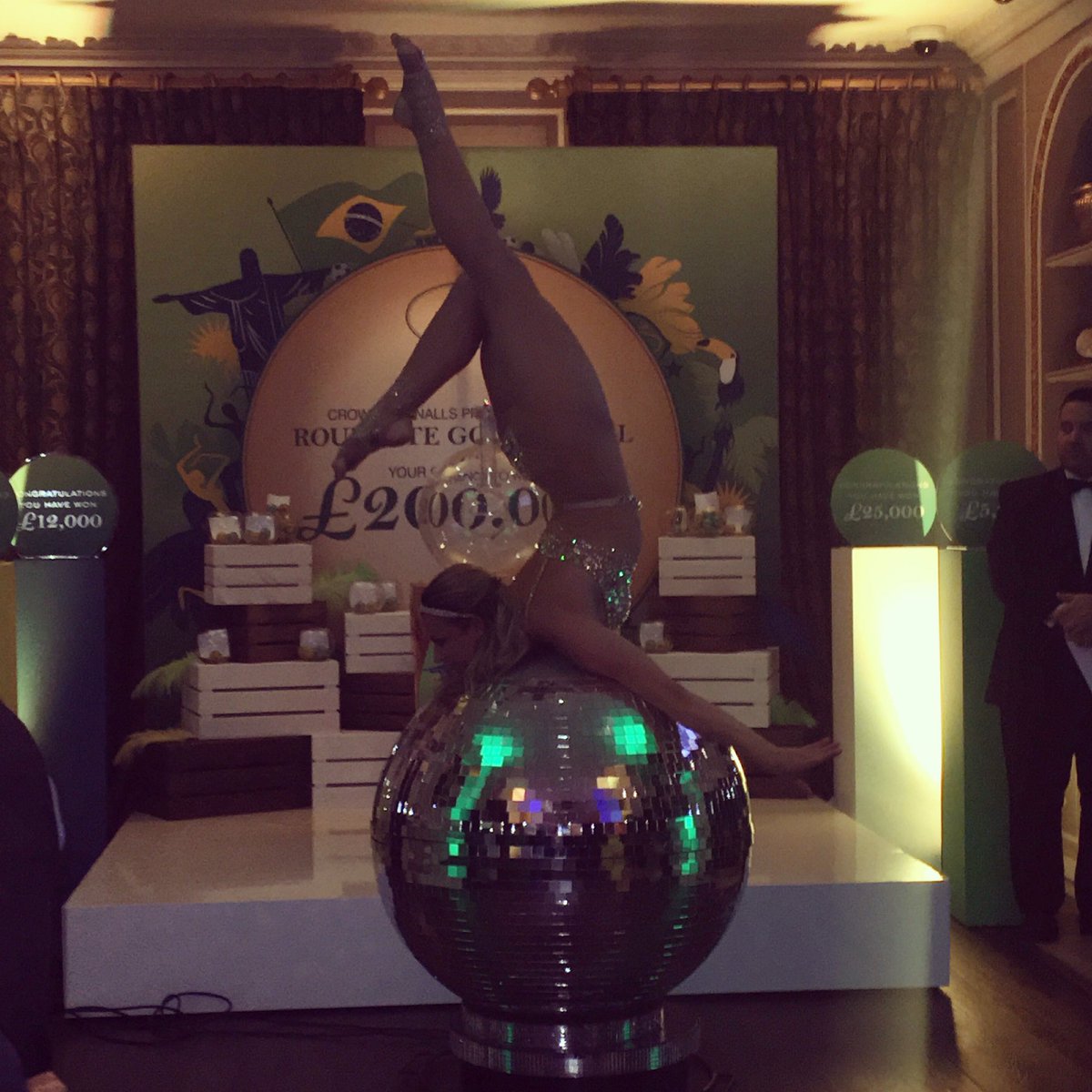 Mirror ball acro balance act for Crown Aspinalls Casino #hgentertainment