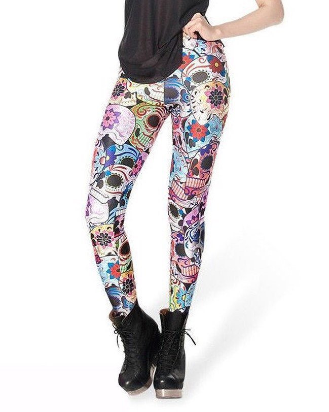 YogaIsAmazing's tweet photo. Sugar skull leggings! Make your legs super colourful today! #activewear #fitness #yoga #yogapants https://t.co/t4lQmo5kuQ
