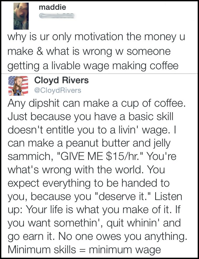 CloydRivers's tweet photo. When you give all kids a participation trophy, you get a generation that believes they're entitled to $15/hr. Merica https://t.co/L09lQwbQGP
