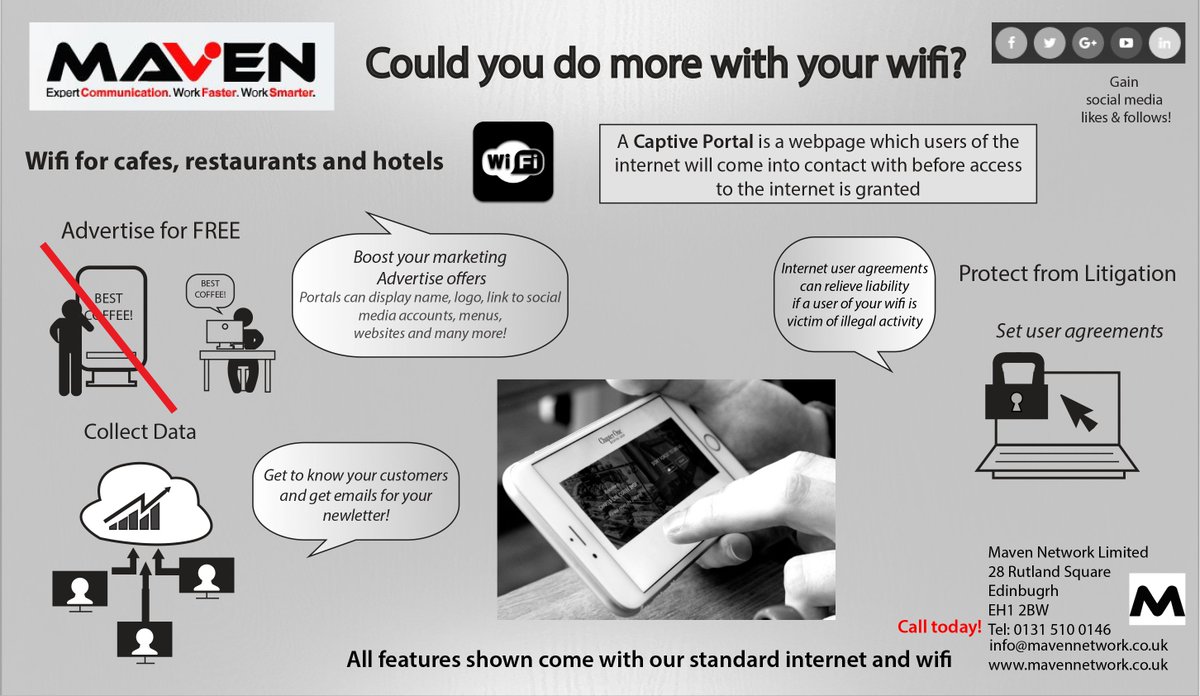 mavennetworkuk's tweet photo. Every day millions of businesses utilise 'captive portals' 
  - Ring to find out more! 
- 0131 510 0146 https://t.co/vGwz7TVTon