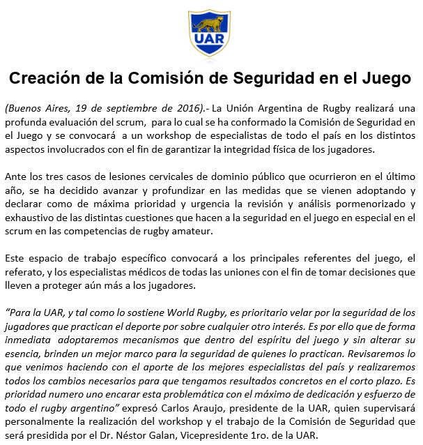[COMUNICADO]  Creación de la Comisión de Seguridad en el Juego  <a href="/araujorosario54/">Carlos Araujo</a>
