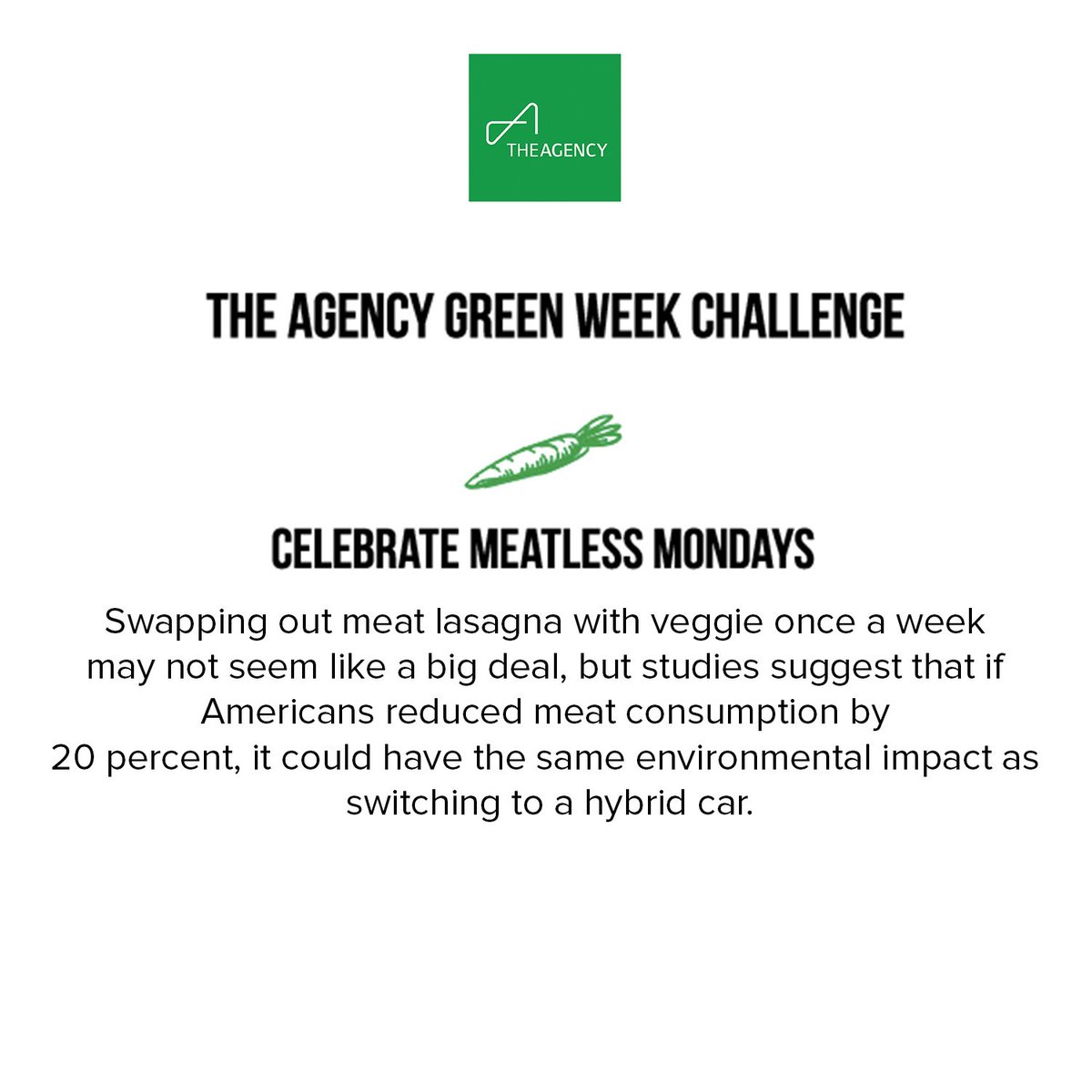 Ready for a challenge? Skip the beef, poultry and fish &amp; opt for veggies today. #MeatlessMonday #TheAgencyGoesGreen