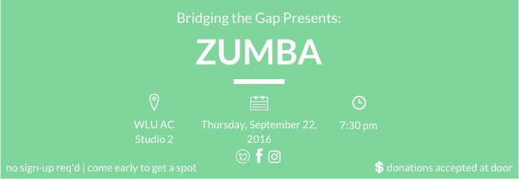BTGLaurier's tweet photo. Come hangout with us this Thursday night! #Zumba #MentalHealth 💃🏻 https://t.co/nUTg0vkWmJ