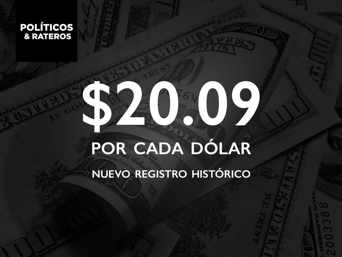 PoliticoYRatero's tweet photo. Nada detiene la caída de nuestro peso. Ya se vende cada dólar en $20.09 pesos. https://t.co/CMXryzJWMq