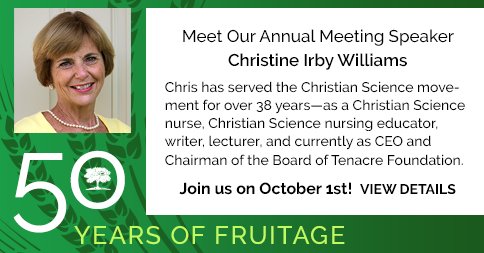 DailyShade's tweet image. Meet our Annual Meeting speaker, Christine Irby Williams. Join us Oct 1, 10:30am and celebrate 50 years of #fruitage bit.ly/2ckR8UG