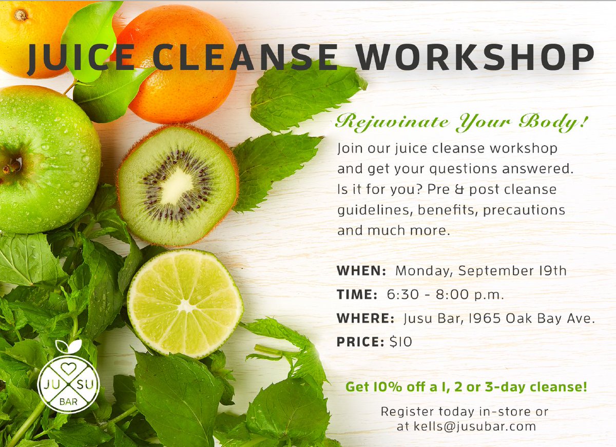 JusuBar's tweet photo. It's not 2 late 2 join tonights workshop. #Cleanse #Cleansing #JuiceCleanse #OrganicCleanse #ColdPressed #CleanseClass #juicefast #Smoothies https://t.co/0PL2GOLmFc