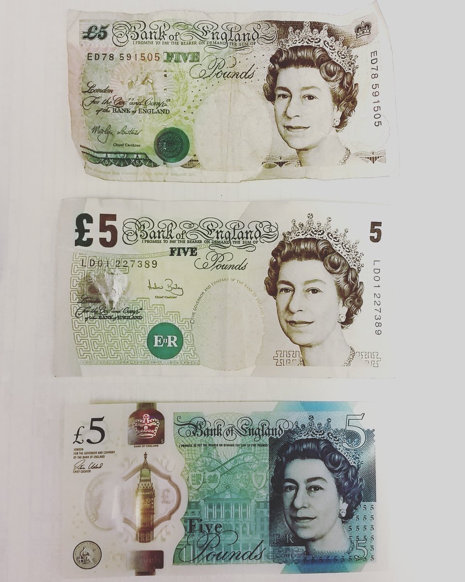 NathanEChard's tweet image. A nation's currency &amp;amp; evolution thereof is important. 6 days post-launch, the new #fivepoundnote &amp;amp; its predecessors.